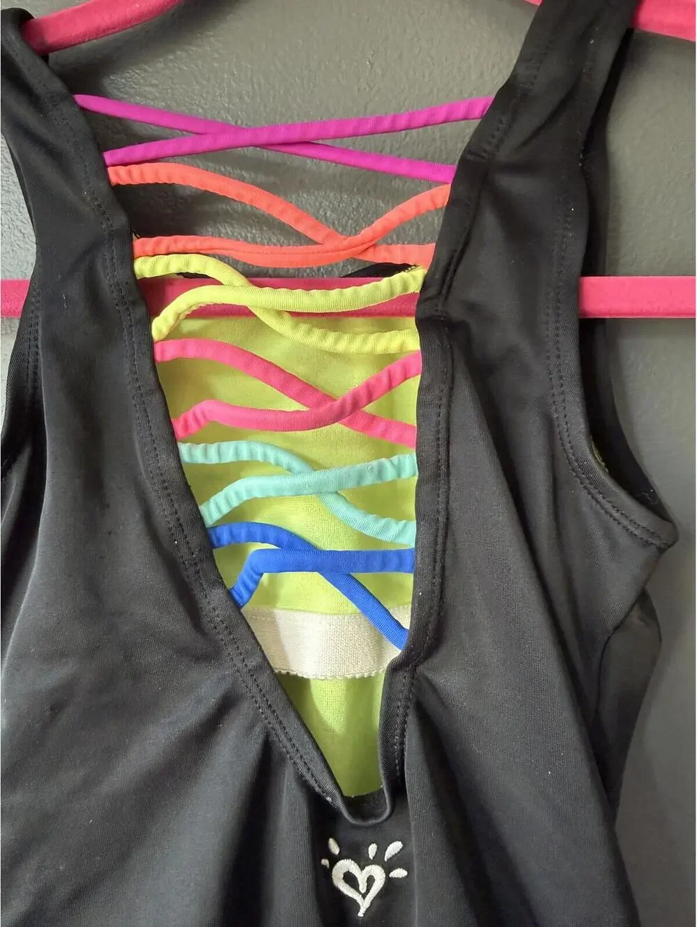 Justice Girls Black Pineapple One-Piece Swimsuit Size 7